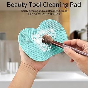 Silicone Makeup Brush Cleaning Mat With Handle Synthetic Hair Fan Brush Cleaning Pad Convenient Tool for Makeup Tool Cleaning - Product Image 5