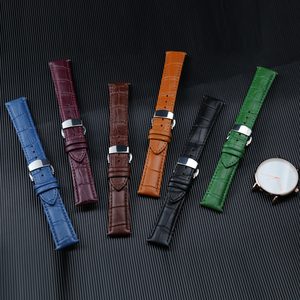 สายนาฬิกาหนังแท้คุณภาพสูงพร้อมตัวล็อคสายแบบบานพับ,สายนาฬิกาสีดำม่วงเขียว - Product Image 5