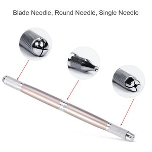 Double Ended Microblading Manual Pen Black Purple Silver PMU Blade Needle <b>Holder</b> for Semi Permanent <b>Makeup</b> - Product Image 4