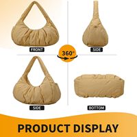 Großhandel Maßgefertigte Leichte Baumwoll-Gepolsterte Puffer-Hobo-Tasche Trendige Weiche Halbmond-Damen-Schultertasche Flauschige Handtasche für Frauen