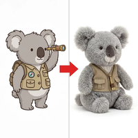 Peluche personnalisée OEM Koala explorateur, jouet en peluche, gilet de safari personnalisé, télescope, boussole, sac à dos, broderie, vente en gros pour les magasins de zoos