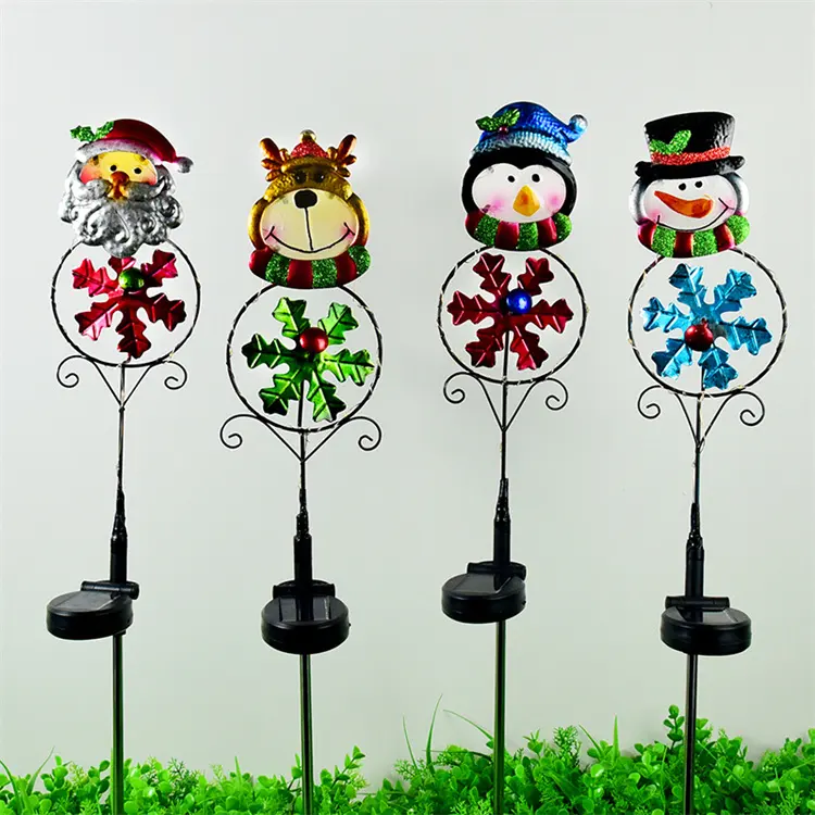 Weihnachten Nachrichten Dekoration Leuchtende Santa Schneemann Home Outdoor Holiday Party Dekorationen Solar Schneeflocke Eisen Plug Light