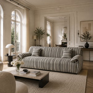 Divano Modulare Angolare a Tre Posti in Tessuto di Cotone e Lino a Righe Stile <span class=keywords><strong>Vintage</strong></span>, con Rivestimento Rimovibile, Eco-Friendly, per Soggiorno, Appartamento, Casa - Product Image 2