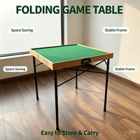 Table de mahjong pliable portable avec cadre en bois massif, bureau de jeu de mahjong avec pieds réglables en hauteur et sac de rangement