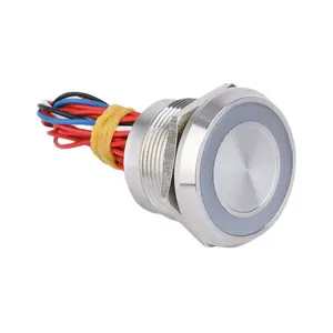 IP68 1NO עצמי להחזיר wired עופרת 22mm שטוח ראש נירוסטה מתכת piezo לדחוף כפתור מתג