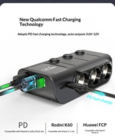 Simr 8 in 1 120W PD36W 12v Pengisi Daya USB Ganda dengan Saklar Soket Pemantik Rokok Qc3.0 Pengisi Daya Mobil Soket Pemantik Rokok Mobil