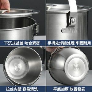 304 Stainless Steel Oil <b>Pan</b> With Lid <b>Large</b> Capacity For Storing Lard In Household Kitchens With Handle - Product Image 2