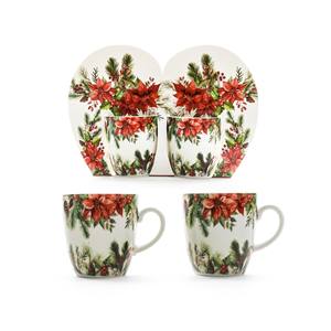 Juego de 2 Tazas de Café de Porcelana de 80 ml, 7.5x5.5x6 cm, Diseño de Estrella Navideña - Product Image 1