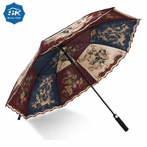 Parapluie de golf de grande taille, style vintage européen, motif petite marguerite, en pongée 260T, avec armature en fibre de verre, pour la protection solaire. - Product Image 4