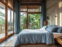 Ensemble de housse de couette en lin gris adouci écologique 200TC, 3 pièces avec boutons en noix de coco pour l'hôtellerie et l'hôpital