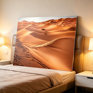 Panorama-Wüstenlandschaft bei Sonnenuntergang Metall-Wandkunst mit Goldenen Sanddünen für Moderne Wohnzimmerdekoration - Product Image 3