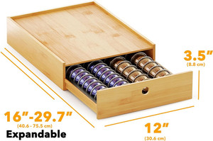 Soporte para máquina de café de oficina en casa, cápsulas de café de bambú, soporte de madera para tazas K con cajón, bandeja organizadora de almacenamiento para <span class=keywords><strong>Nespresso</strong></span> <span class=keywords><strong>Vertuo</strong></span> - Product Image 2