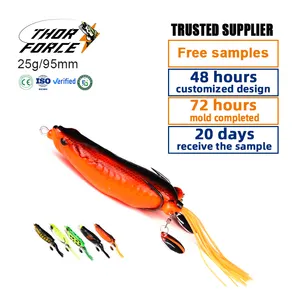 Frog Lure 25g/95mm Frog Soft Bait with Double Sequins and Colorful Silk 5 Colors Artificial bait Simulation bait