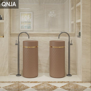 Usine en gros nouveau Design bassin de <span class=keywords><strong>colonne</strong></span> indépendante lavabo de salle de bain en <span class=keywords><strong>pierre</strong></span> artificielle lavabo de base intégrée - Product Image 6