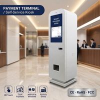 Kiosque de paiement tactile auto-service sur pied, étanche, avec accepteur de billets, pour banques, administrations et services publics