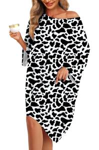 ชุดนอนผ้าเจอร์ซีย์ลายทอแบบเป็นมิตรกับสิ่งแวดล้อมสำหรับฤดูร้อน ฟรีไซส์ นุ่มสบาย แขนยาว ไซส์พลัส <span class=keywords><strong>เสื้อ</strong></span>นอนผู้หญิงตัวใหญ่ - Product Image 4