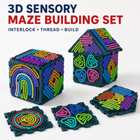 Ensemble de construction de labyrinthe sensoriel 3D en gros, panneaux imbriqués à enfilage avec chemins de cordons colorés
