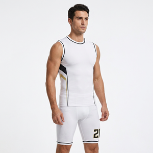 Custom Men's Basketball Jersey Set <b>White</b> Sleeveless Sublimated Moisture Wicking Athletic Fit Basketball Jersey - Product Image 3