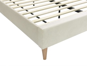 Mobili per la casa King Size velluto crema tessuto imbottito ragazza doppio materasso letto con <span class=keywords><strong>gambe</strong></span> in legno massiccio - Product Image 5