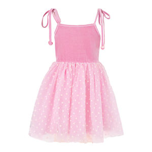 Abito in tulle con stampa di cuori rosa per bambine e ragazze, con spalline regolabili, ideale per l'estate, casual, per compleanni, feste in spiaggia. - Product Image 2