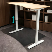 Cadre de bureau assis-debout pneumatique populaire à double jambe, 2 niveaux, avec vérin à gaz métallique, base de table réglable en hauteur pour bureau à domicile