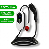 Chargeur de voiture électrique, station de recharge EV, Wallbox 22kW 11kW 3 phases, EVSE portable avec application intelligente, 6M, charge rapide