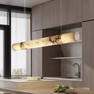 โคมไฟเพดานทรงเส้นตรงสไตล์มินิมอลทันสมัยจาก Zeal Lighting ทำจากทองแดงและหินอ่อนอะลาบาสเตอร์ เหมาะสำหรับโต๊ะอาหาร - Product Image 1
