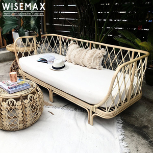 MUEBLES WISEMAX Muebles para el hogar de estilo moderno, conjunto de sofá de jardín tejido de 3 asientos, sofá <span class=keywords><strong>reclinable</strong></span> seccional con respaldo de ratán natural - Product Image 2