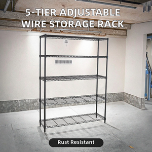 Étagère de rangement métallique réglable à 5 niveaux, sans boulons, avec revêtement en poudre, protection contre la corrosion, avec roulettes, pour entrepôt et présentation - Product Image 4