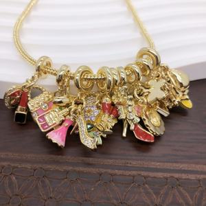 Bolso <span class=keywords><strong>de</strong></span> oro <span class=keywords><strong>de</strong></span> 18 quilates con microincrustaciones, tacón alto, juego <span class=keywords><strong>de</strong></span> lápices labiales, colgante <span class=keywords><strong>de</strong></span> cobre con agujero grande, accesorio <span class=keywords><strong>de</strong></span> colgante <span class=keywords><strong>de</strong></span> lujo ligero para bricolaje - Product Image 5