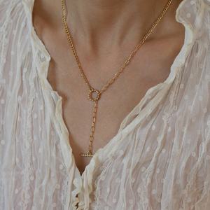 Nuevo Collar Largo y Grueso de Acero Inoxidable con Baño de Oro de 18K, Antideslustre, con Cierre OT, Cadena Curb, Joyería de Moda, Venta al por Mayor a Granel 2025 - Product Image 1