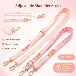 Lanière en polyester détachable et réglable avec lettre brodée personnalisée, double crochet pour téléphone et sac à main - Product Image 2