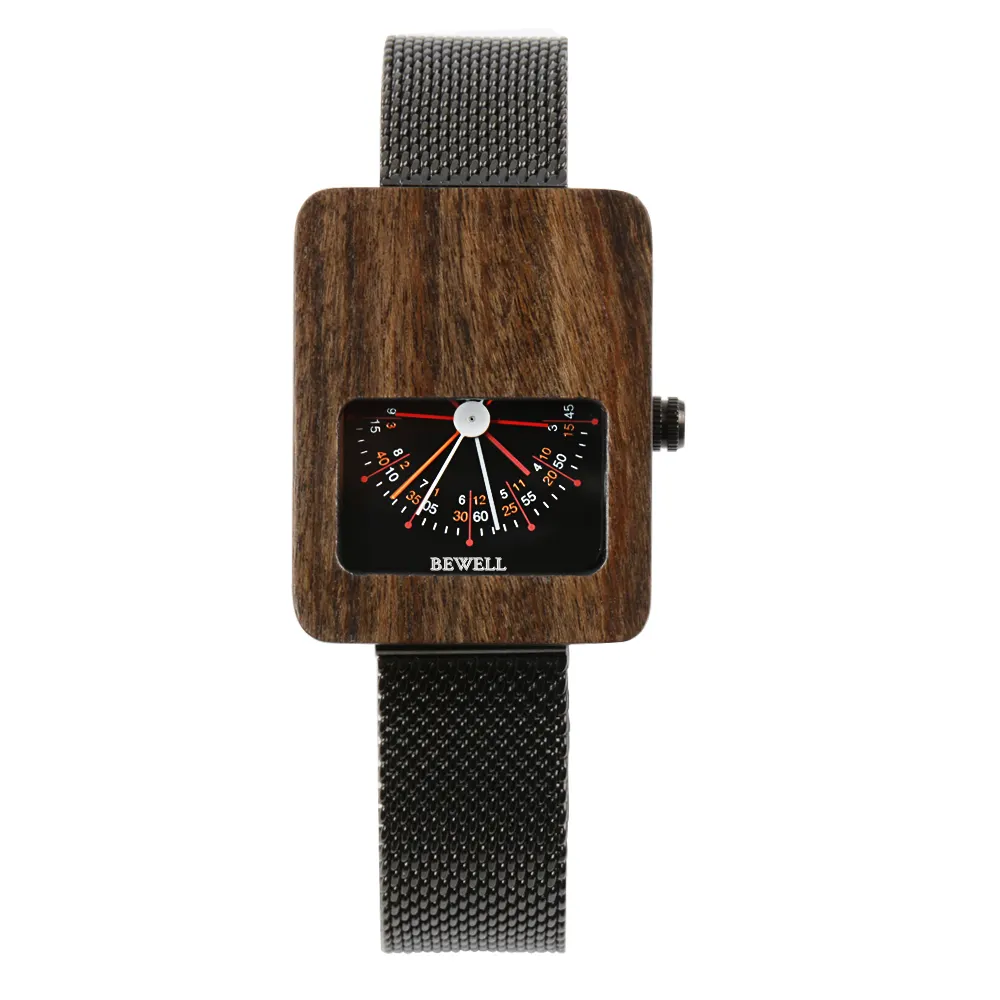 Trend Watches Square Bewell Wrist Watch Women Lady Custom Mesh Wooden Watches Women Watch Trending Product 2021 New Arrival