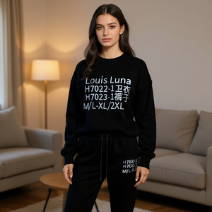 HDJ 2 Piece <b>Set</b> Tracksuit Jogger Suit Oversized Sweatshirt and Pants Loungewear Activewear H7022-1Sweatshirt+H7023-1Pants - Product Image 2