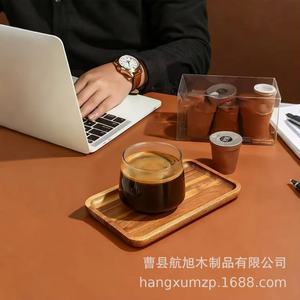 Hangxu Wooden Rectangle Tray For Coffee Dessert Serving <b>Home</b> Office Use - Product Image 1