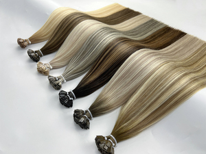 Extensiones de Cabello Humano Virgen con Punta Plana Europea <span class=keywords><strong>AVIVA</strong></span>, 100% Alineadas con la Cutícula, Trama Doble a Máquina, Puntas Gruesas, 50g/Paquete - Product Image 2