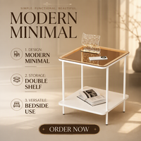 Table d'appoint multifonctionnelle simple et élégante pour appartement, table d'appoint de canapé, cadre en métal, étagère en verre carrée, petite table moderne