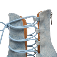 Bottines Jazz Montantes Classiques en Jean Bleu pour Femme LUOQIAO, Chaussures de Danse Latine Sexy à Talons Hauts avec Semelles en Daim/Vrai Cuir