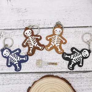 New and hot-selling creative Halloween skull <b>keychain</b>, cartoon PU <b>leather</b> <b>keychain</b>, bag pendant. - Product Image 2