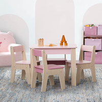 Ensemble table et chaises pour enfants en bois quatre chaises une table chambre d'enfant jeu de peinture rose