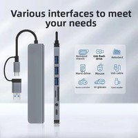 8-in-1 Typ-C Dual-Plug Dockingstation USB-A 3.0 OTG Kartenleser 3,5mm Audio Laptop USB-C Hub Multifunktionale Erweiterungsstation