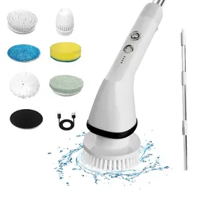 New Điện Quay Scrubber Có Thể Điều Chỉnh Xử Lý Làm Sạch Bàn Chải Với 7 Có Thể Thay Thế Đầu Bàn Chải Cho Làm Sạch Phòng Tắm Sàn Nhà Bếp