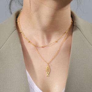 Collar con Símbolo de Pez Jesús (Ichthys) de Myshape, Acero Inoxidable, Regalos Religiosos, Amuleto de <span class=keywords><strong>Amistad</strong></span> <span class=keywords><strong>y</strong></span> Amor, Joyería Cristiana - Product Image 2