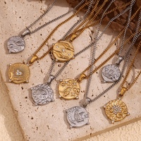 Collier pendentif Tarot gravé Dreamshow, mode été, plaqué or 18 carats, bijoux en acier inoxydable, ensemble de colliers