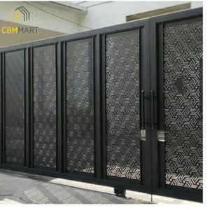CBMmart House Puertas <span class=keywords><strong>de</strong></span> valla <span class=keywords><strong>de</strong></span> acero <span class=keywords><strong>de</strong></span> lujo Diseño Metal <span class=keywords><strong>Hierro</strong></span> forjado Doble columpio Entrada Puertas negras - Product Image 3