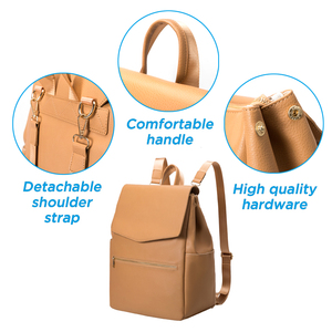 Bolso de bebé de cuero vegana multifunción, mochila clásica para <span class=keywords><strong>mamá</strong></span>, bolsa de pañales para bebé, venta al por mayor - Product Image 4
