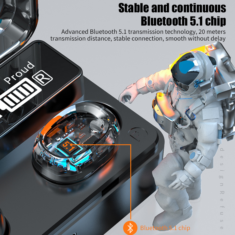 IPX7 Waterproof TWS Wireless 5.0 Earbuds LED Display Headphone Handfree Touch Control Bluetooth Earphone