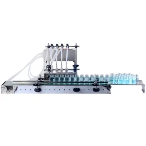 Desktop Automatic Quantitative Conveyor Four Heads Glass Bottle Liquid Water Beverage Filling Machine