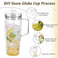 Gobelet Acrylique Effet Boule à Neige 40oz, Tasse en Plastique à Double Paroi pour Paillettes, Gobelet Transparent DIY avec Bouchon et Trou Pré-percé