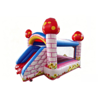 Structure gonflable commerciale Lilytoys sur le thème des champignons avec toboggan, en PVC de 0,55 mm, idéale pour la location événementielle